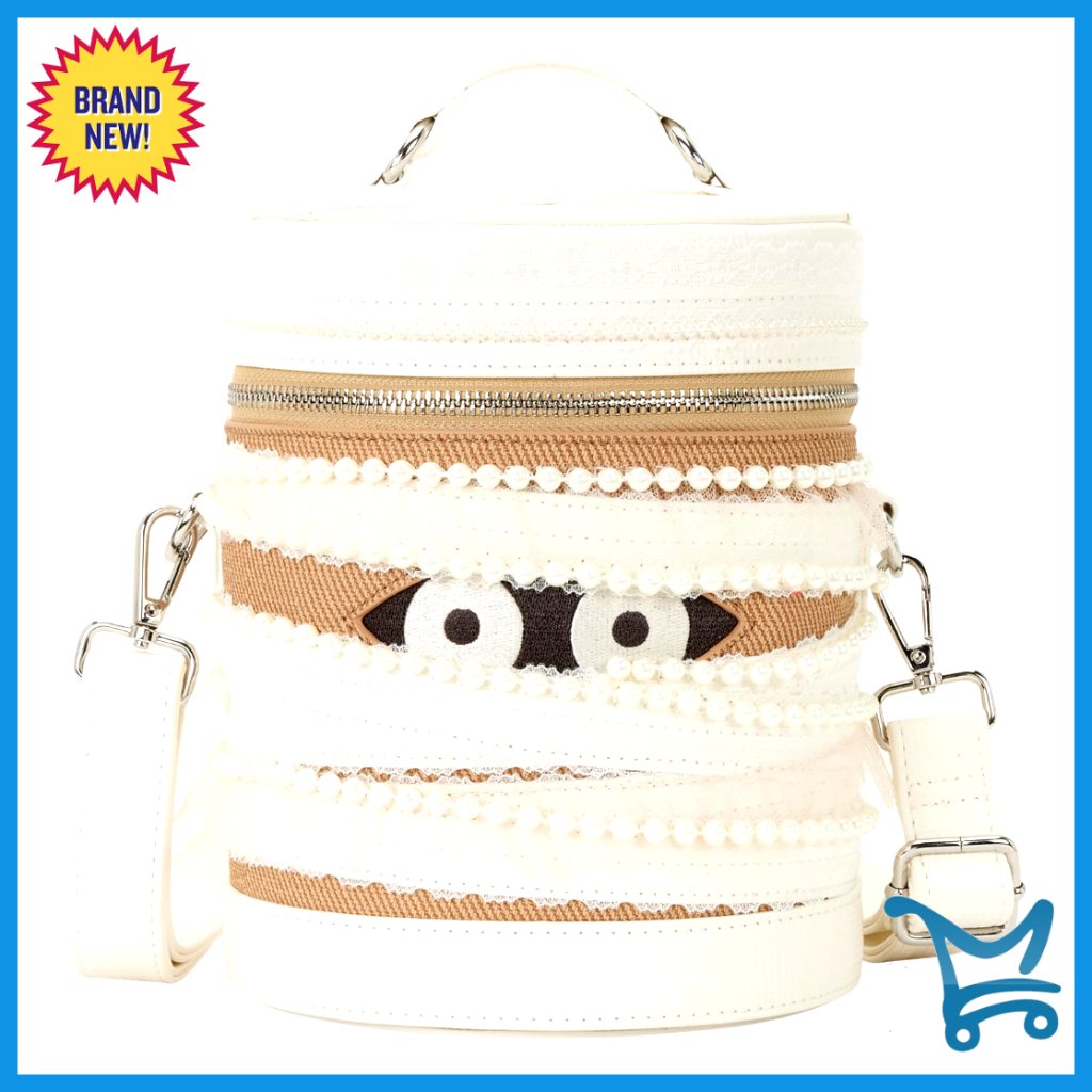 Faux Leather Crossbody Bag With Mummy Design, Adjustable Strap